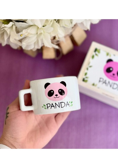 Pembe Panda Tasarımlı Kutulu Kupa Beyaz - Çok Renkli