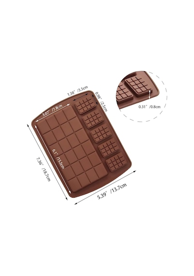 Siliko World Silikon Mini Ve Büyük Tablet Çikolata Kalıbı, Kahverengi