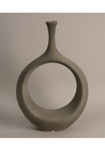 Koza Home Galante Özel Taş Doku Yeşil İskandinav Seramik Vazo 10x30x35cm 62 Standart