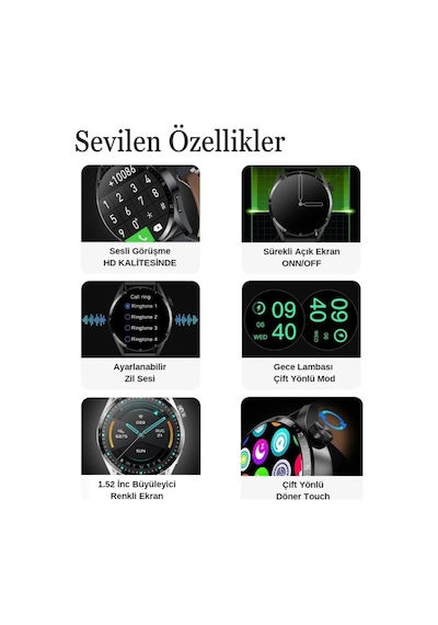 Spor Watch Klasik Arama Yapan Erkek Akıllı Saat Android&ios Huawei Iphone Samsung Uyumlu Kol Saati 8