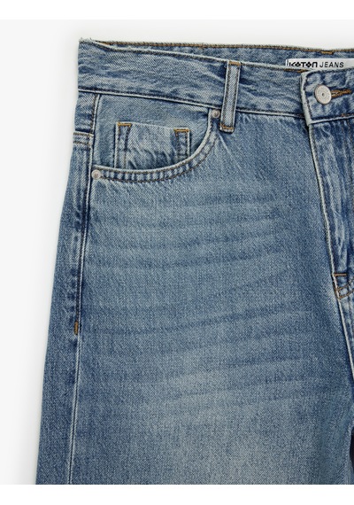 Koton Yüksek Bel Dikiş Detaylı Düğmeli Cepli Geniş Paça Denim Pantolon - Wide Leg Jean Orta İndigo 7wal40133md Koton Yüksek Bel Dikiş Detaylı Düğmeli Cepli Geniş Paça Denim Pantolon - Wide Leg Jean Orta İndigo 7wal40133md