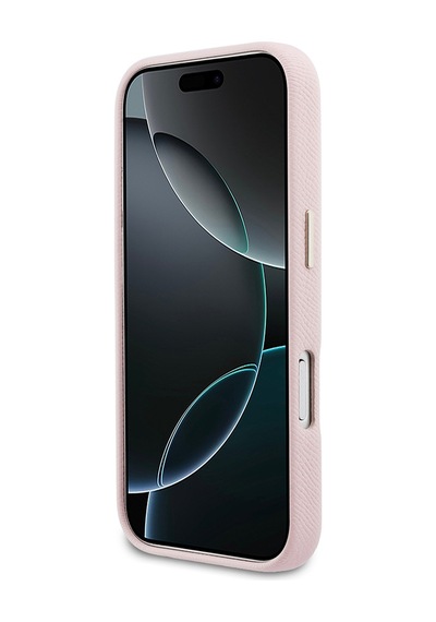 Apple Uyumlu iPhone 17 Pro Max Kılıf Guess Lisanslı 4g Büyük Metal Kamera Çerçeveli Pu Deri Resin Kapak Pembe