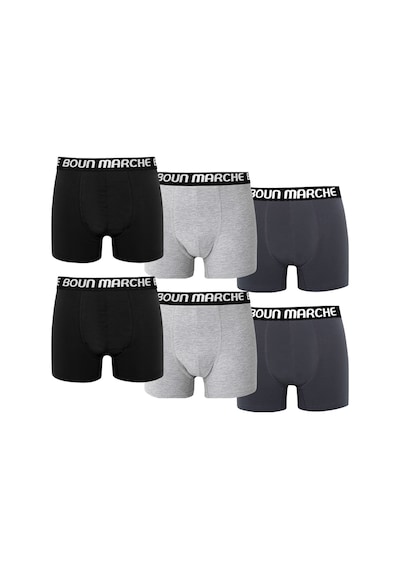 Boun Marche Erkek Boxer Likralı Premium 6'lı Kutu Catch Gri-siyah-füme