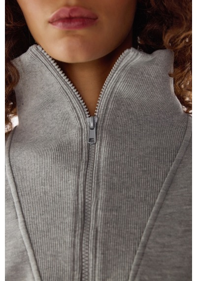 Penti Gri Yarım Fermuarlı Şardonlu Sweatshirt Gri Melanj