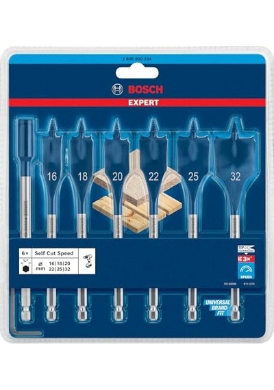 7 X Expert Self Cut Speed Yassı Freze Matkap Seti Yumuşak Ahşap, Sunta, Çap 16 32 Mm, Profesyonel Aksesuar, Matkap/tornavida İçin