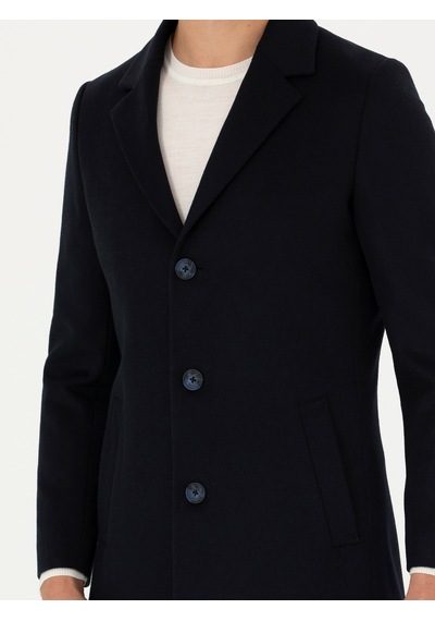 Cacharel Lacivert Yün Karışımlı Ex.slim Fit Palto