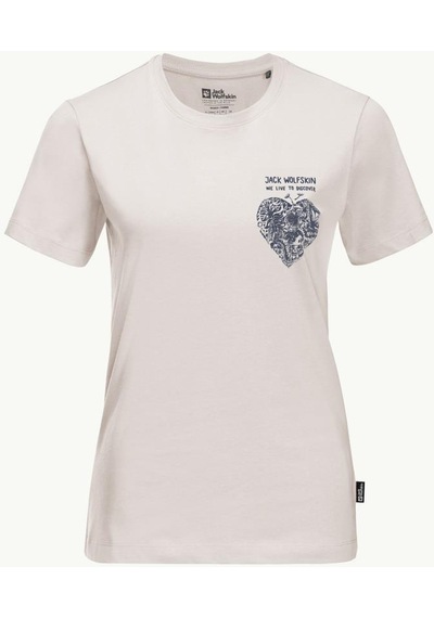 Jack Wolfskin 1809701 5629 Discover Heart T W Sea Shell Kadın Tshirt 001