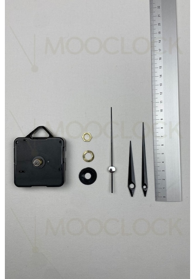 Saat Mekanizması, Akar Sessiz Duvar Saati Mekanizması, 14 Mm Şaft Askılı Kısa Siyah