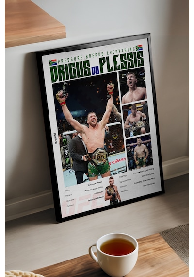 Dricus Du Plessis Ufc Siyah Ahşap Çerçeveli Poster, Dekoratif Dövüş Duvar Tablosu