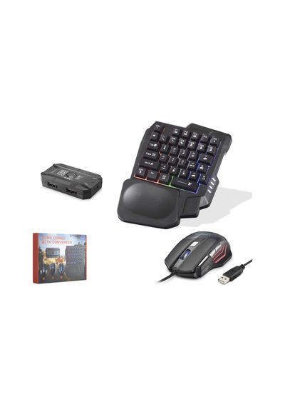 Hadron K191 Mobil Oyun Klavye Mouse Dönüştürücü Seti Rgb Siyah Optik