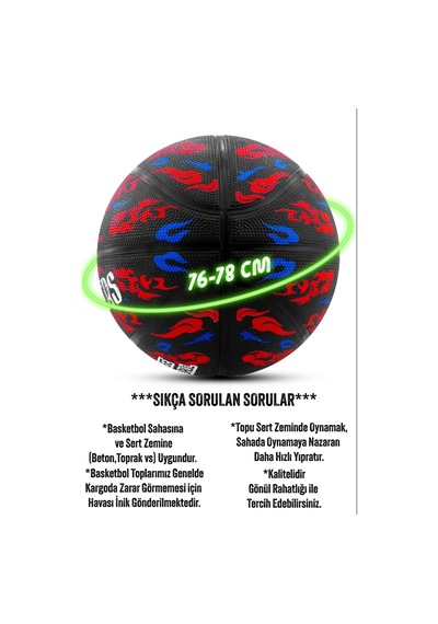 Basketbol Topu Pompalı Tb-500 Buzzers Grafiti Kauçuk Dayanıklı Deep Channel Kabartma 7 No