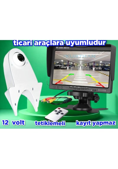 Panelvan Araç Uyumlu 7'' Ekran 1 Beyaz Tepe Kamera Kayıtsız 12 V