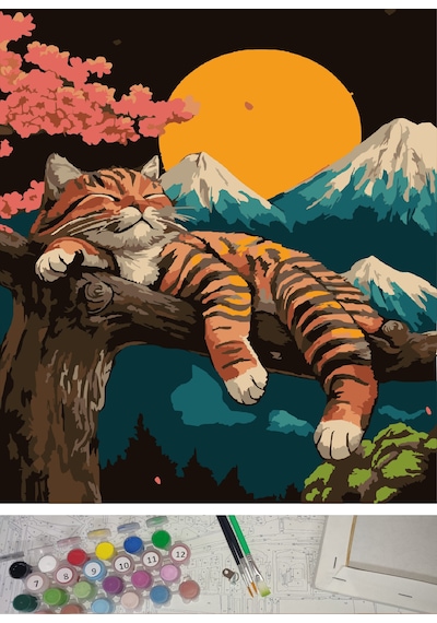 Moranka Tuval&boya Sayılarla Boyama Hobi Tuval Seti Numaralıtuval Fırça Boya Dahil Çıtalı 40x50 Cm -mutlu Pati Standart