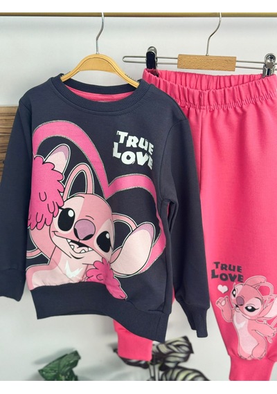 3-10 Yaş Stitch Kız İkili Takım- 8112200 - Pembe Pembe