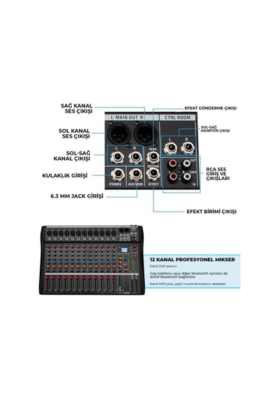 Midex - Deck Mikser 12 Kanal Ses Mikseri (DM-12)