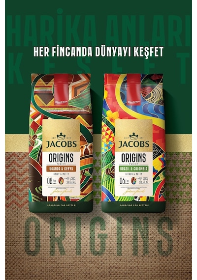 Jacobs Origins Brazil & Colombia Çekirdek Kahve 1 Kg X 2 Adet Çekirdek Kahve