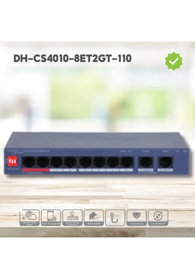 Dahua Cs4010-8et2gt-110 8 Port, Megabit, Poe 110w, 2 Port Uplink, Cloud Yönetilebilir, Switch