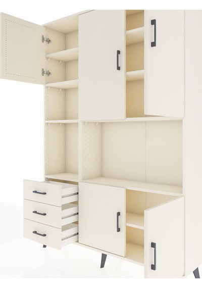 Arges Dolap 9 Raflı 3 Çekmeceli 5 Kapaklı 132x30x195 Aytaşı-a... Aytaşı