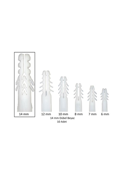 Dübel, 14 Mm Beyaz Dübel, 10 Adet