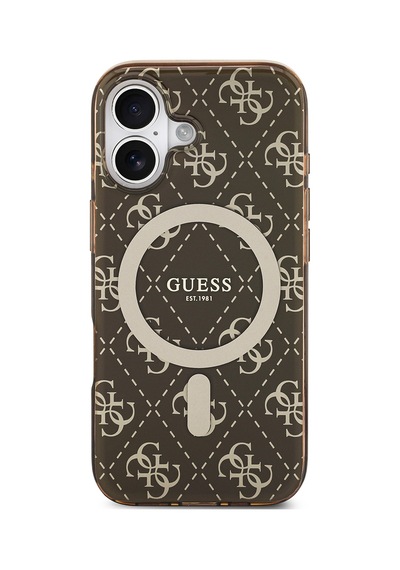 Apple Uyumlu iPhone 17 Kılıf Guess Lisanslı M-safeli Iml Baskılı Klasik Logolu 4g Desenli Kapak Kahverengi Kahverengi