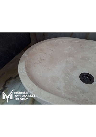 Traverten Oval Dikdörtgen Lavabo