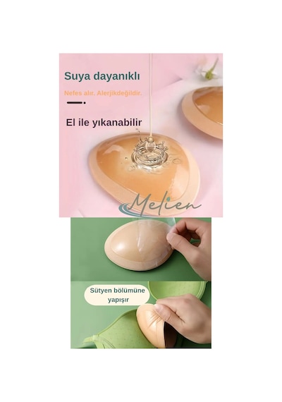 2 Beden Büyüten Silikon Yapışkanlı Abiye Gelinlik Elbise Mayo Göğüs Kaldırıcı Push Up Sütyen Pedi