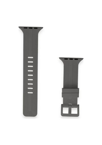 Gld-spt- Newface Apple Uyumlu Watch 38mm Kr408 Çizgili Silikon Kordon - Koyu Gri