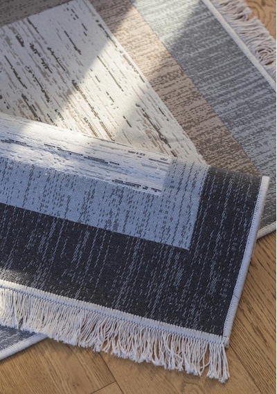 Bigghome Çift Taraflı Kilim, Makinede Yıkanabilir, Modern Desenli, 120 180 Cm, Saf3b