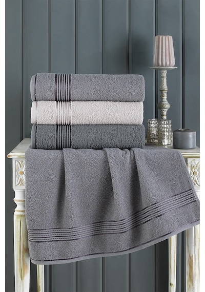 Alia Soft 70x140 Cm 3'lü Banyo Havlusu Seti Gri Koyu