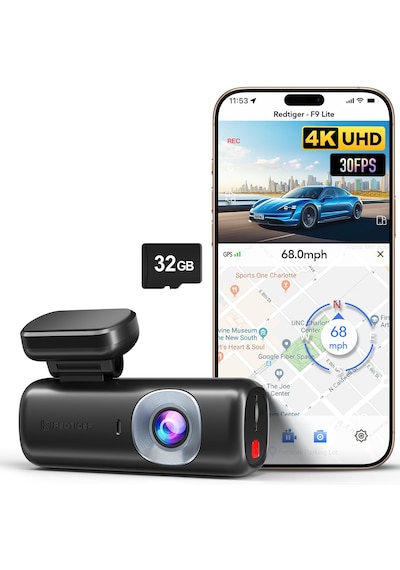 F9 Lite 4k Wifi Gps Araç Kamerası Adas Destekli Mini Araç İçi Kamera G-sensör & 24 Saat Park Modu