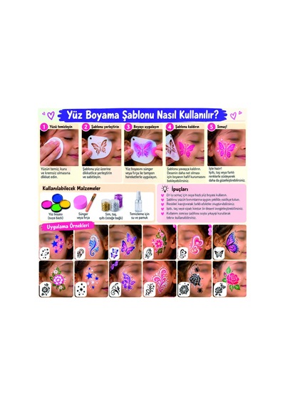 Kk Swords Stencil Tasarım 36 Adet Sl090 Yüz Boyama Maskeleri Set37 Pasta, Ahşap, Yüz Boyama Şablonu