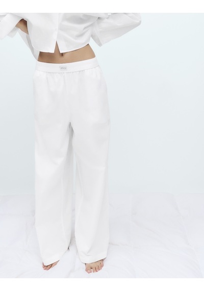 Marks & Spencer Saf Pamuklu Pijama Altı T37001864p Beyaz