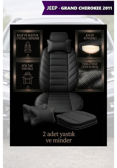 Jeep Grand Cherokee 2011 Uyumlu Premium Lüks Siyah Renk 2 Adet Minder Ve Yastık