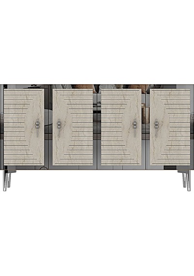 Ka1207bts Tuna Konsol Ve Tv Sehpası Beyaz-traverten-silver 120cm