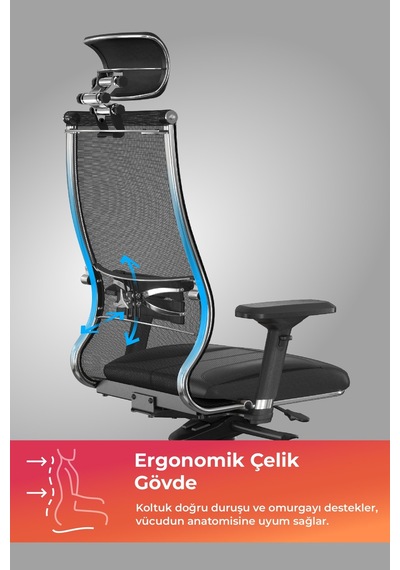 Samurai Ergonomik Koltuk Bel Destekli, Tekerlekli, Yükseklik Ayarlı, Yönetici Koltuğu - 23.3.5.61 Çok Renkli Samurai Ergonomik Koltuk Bel Destekli, Tekerlekli, Yükseklik Ayarlı, Yönetici Koltuğu - 23.3.5.61 Çok Renkli