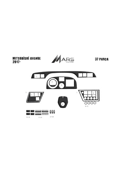 Mitsubishi Avenue Torpido Kaplama 2017 37 Parça Karbon