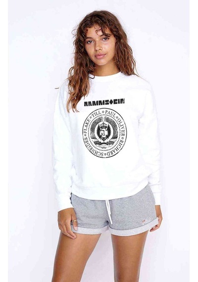 Rammistein Baskılı Beyaz Kadın Sweatshirt (534607099)
