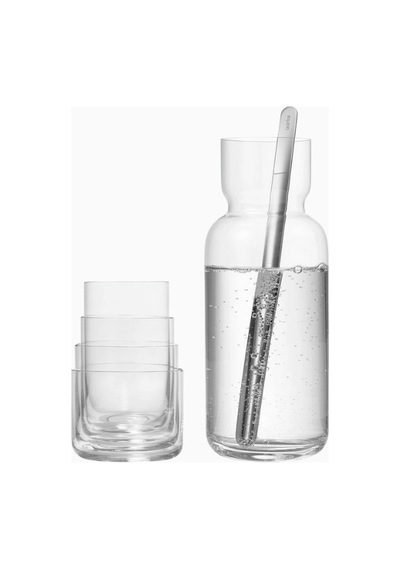 Aarke Glassware Set Kristal Karaf Ve 4 Lü Bardak Seti Meşrubat Bardakları Beyaz