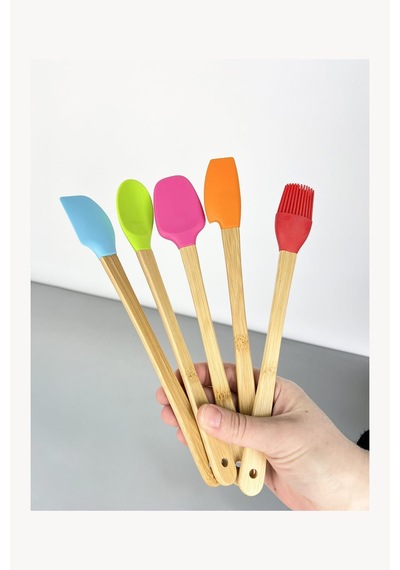 Bella 5 Li Mini Bambu Spatula Seti Silikon Çok Renkli Diğer