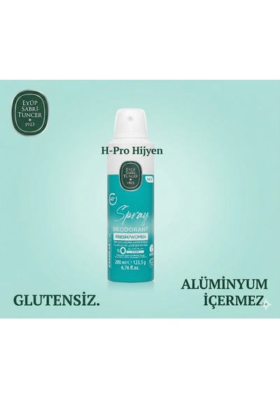 Eyüp Sabri Tuncer Est Fresh Kadın Deodorant Sprey 200 Ml İkili Ekonomik Paket, H-pro Hijyen Leke Bırakmaz
