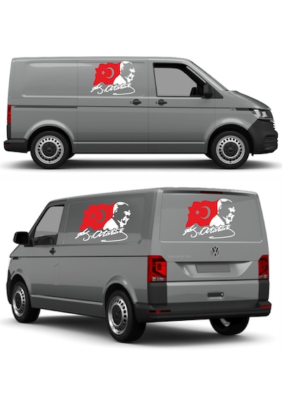 Mustafa Kemal Atatürk Sticker - Türk Bayrağı Sticker - Atatürk İmza Sticker -gazi Başbuğ Atatürk Silüet Ve Türk Bayrağı Sticker 02511 20x15 Cm