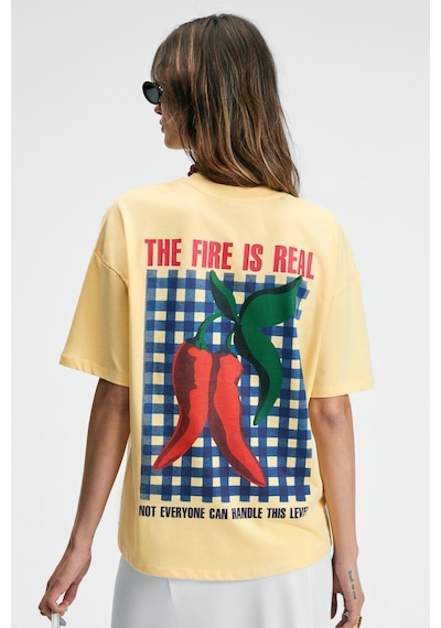 Grımelange CASSIANE Kadın Bisiklet Yaka Kısa Kollu Ön Ve Arka Baskılı Regular Sarı T-Shirt Grımelange CASSIANE Kadın Bisiklet Yaka Kısa Kollu Ön Ve Arka Baskılı Regular Sarı T-Shirt