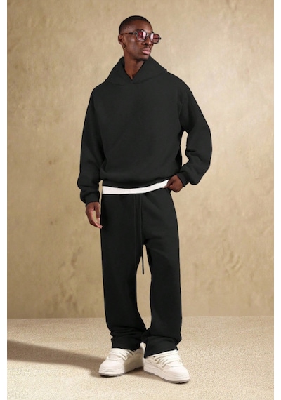 Tarz Cool Siyah Oversize Rahat Kesim Baggy Erkek Eşofman Altı Siyah