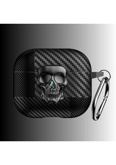 Airpods Pro 3.nesil Ile Uyumlu Karbon Fiber Hybrid Polymer Technology Kafa Tası Tasarımlı Premium Kulaklık Kılıfı Siyah-siyah