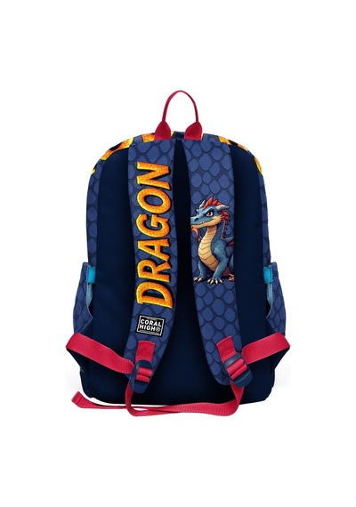 Coral High Erkek Çocuk Mavi Sarı Dragon Desenli İlkokul Sırt Çantası Dört Bölme 33213 Siyah - Turkuaz