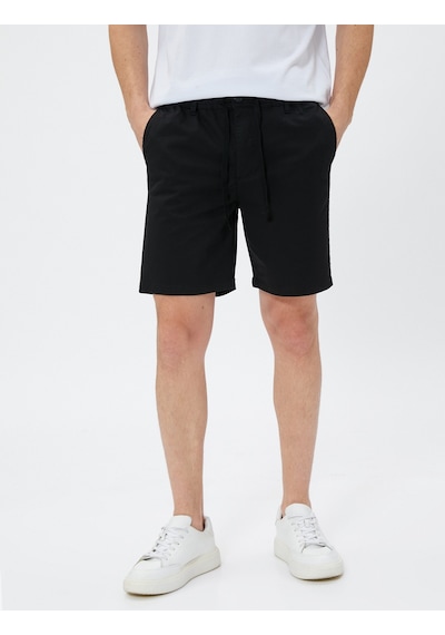 Koton Chino Şort Beli Bağlamalı Cepli Pamuklu Siyah 3sam40123hw 3SAM40123HW999 Siyah