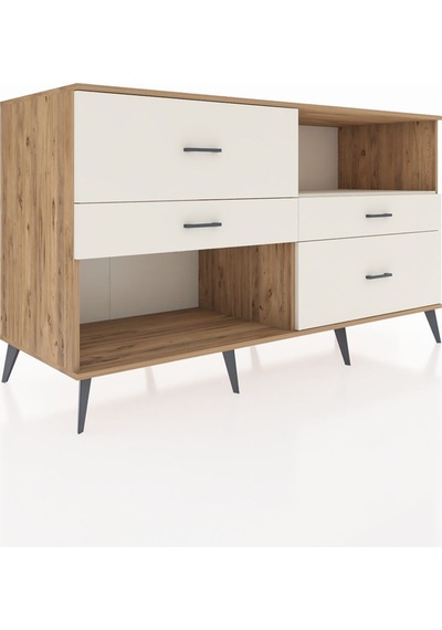 Kronos Konsol Tek Raflı 4 Çekmeceli 176x59x99 Çam-aytaşı Çam-aytaşı