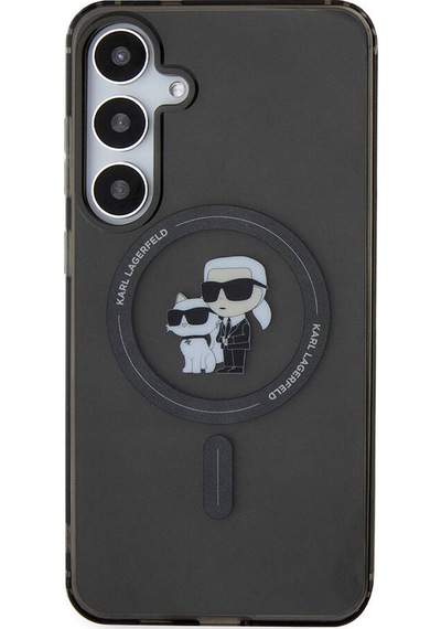 Galaxy   Uyumlu  S24 Plus Kılıf Karl Lagerfeld Lisanslı Magsafe Özellikli Karl&choupette Iml Baskılı Siyah