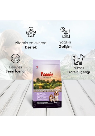 Bonnie Kuzu Etli ve Pirinçli Yavru Köpek Maması 2500 G