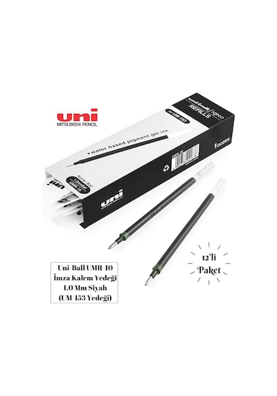 Uni-Ball Umr-10 Imza Kalem Yedeği 1.0 Mm Siyah - 12'li Paket
